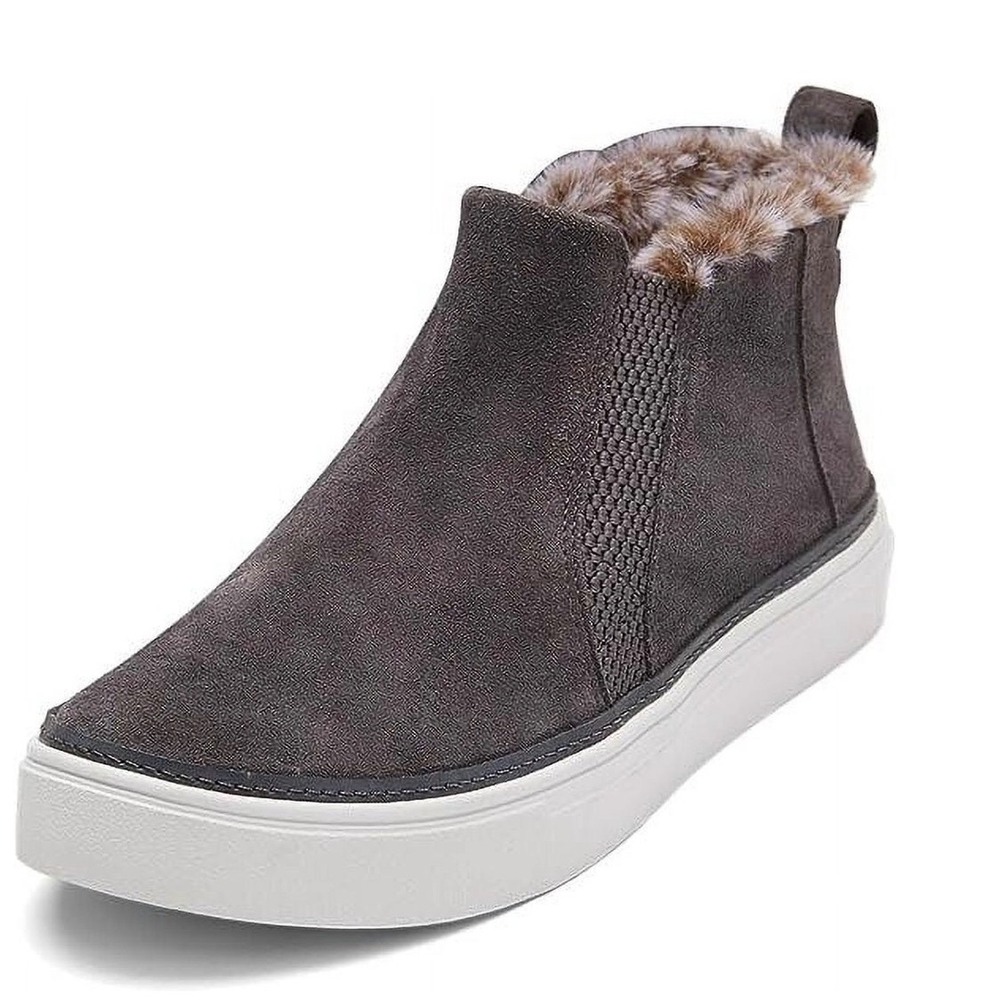 Toms‎ Bryce Grey Suede Pull On Rounded Toe Elastic Fur Detailed Sneaker Size 7